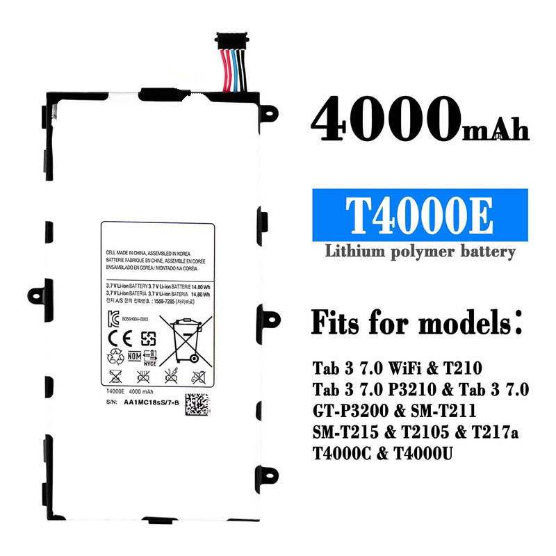 Batterie de remplacement pour tablette Samsung Tab 3 7.0 Batterie de remplacement pour tablette Samsung Tab 3 7.0